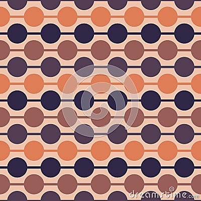 Multicolored circles on horizontal guide lines. Seamless abstract pattern. Vector Illustration