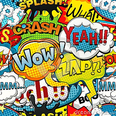 Multicolored comics speech bubbles seamless pattern Vector Illustration