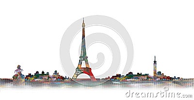 Decorative Multicolor Paris Skyline Stock Photo