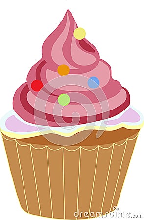 Multicolored Cupcake Rose Vector Illustration