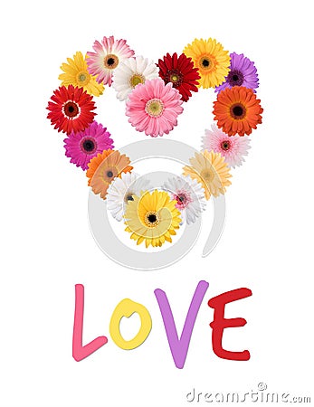 Multicolored Daisies Gerber Daisy Heart Wreath Abstract Love Stock Photo