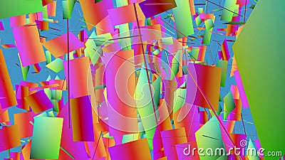 Multicolored decorative 3D square. Colorful abstract high saturated background Cartoon Illustration