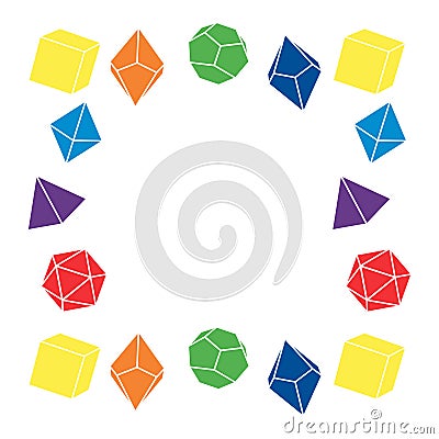 Multicolored dice frame in square shape, vector Vector Illustration