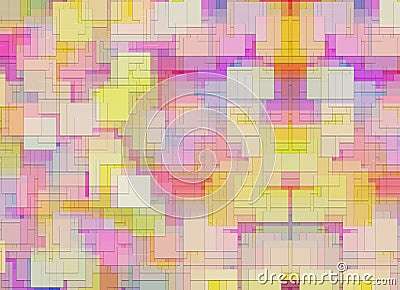 Multicolored different square Shapes in Chaotic Arrangement Stock Photo
