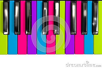 Multicolored Disco Style Piano Keys Stock Photo