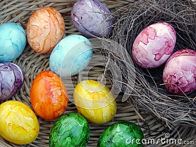 Multicolored Dyed Easter Eggs Stock Photo