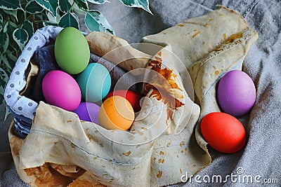 Multicolored Easter eggs Stock Photo