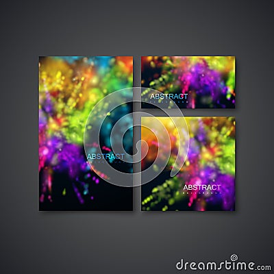 Multicolored explosive clouds of powder dye Vector Illustration