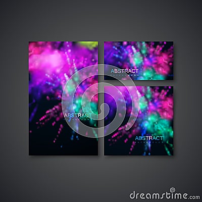 Multicolored explosive clouds of powder dye Vector Illustration