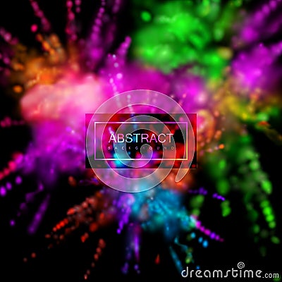 Multicolored explosive clouds of powder dye Vector Illustration