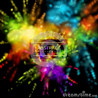 Multicolored explosive clouds of powder dye Vector Illustration