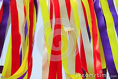 Multicolored fabrics that have been exposed Stock Photo