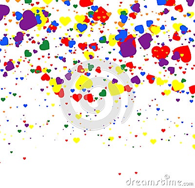 Multicolored falling heart shape. Abstract background Vector Illustration