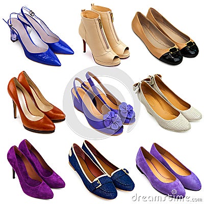 Multicolored female shoes-16 Stock Photo