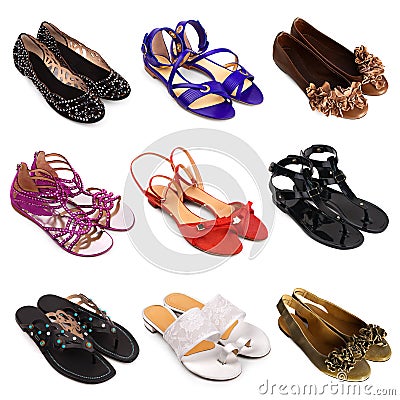 Multicolored female shoes-5 Stock Photo