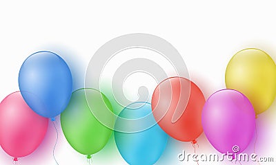 Multicolored festive balloons on a white background. Happy Birthday. Explosion. Greeting card. Template for children. Vector illus Vector Illustration