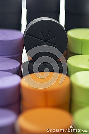 Multicolored foam cloning collars for hidroponics and aeroponics Stock Photo