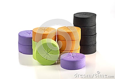 Multicolored foam cloning collars for hidroponics and aeroponics Stock Photo