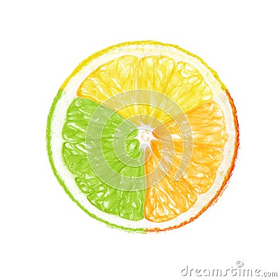 Multicolored fruit isolated Stock Photo