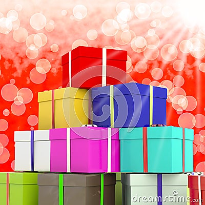 Multicolored Giftboxes With Bokeh Background Stock Photo