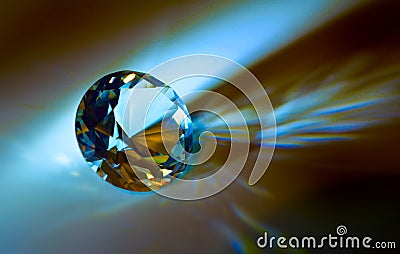 Multicolored glass crystal, diamond shape in rays Stock Photo