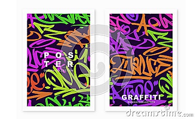 multicolored graffiti background with marker letters, bright colored lettering tags Vector illustration Vector Illustration