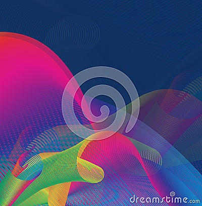 Multicolored, graphic, abstract background created from overlapping curved lines Stock Photo