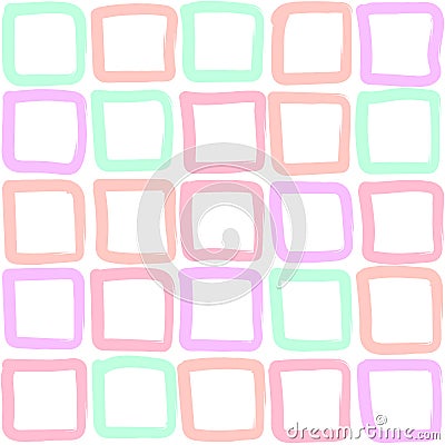 Multicolored hand-drawn squares - - seamless pattern. Vector Illustration