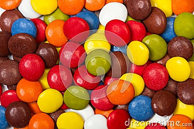 Multicolored hard shell chocolate candies Stock Photo