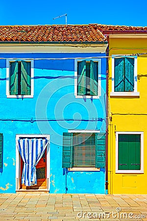 Multicolored houses in Burano Stock Photo