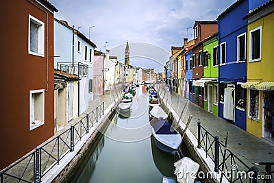 Multicolored houses in Venice Stock Photo