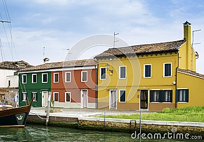 Multicolored houses in Venice Stock Photo