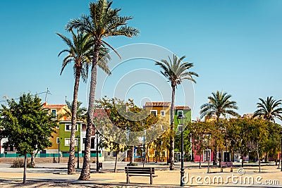 Multicolored houses of Villajoyosa town. Costa Blanca. Spain Stock Photo