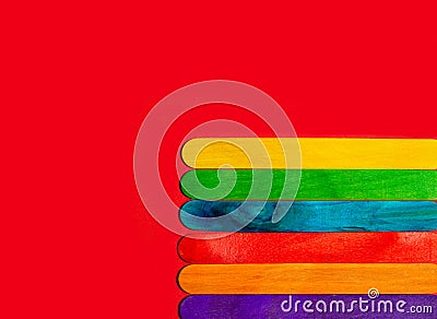 Multicolored Ice Cream Wooden Sticks Stock Photo