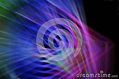 Multicolored light lines with curves and light lines by reflection Stock Photo