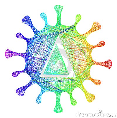 Multicolored Linear Delta Coronavirus Vector Illustration