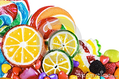 Multicolored lollipops, candy and chewing gum Stock Photo