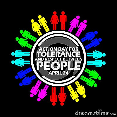 Action Day for Tolerance and Respect between People on April 24 Vector Illustration