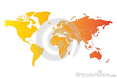 Multicolored map of World. Simplified political map with national borders. multicolored gradient land Vector Illustration