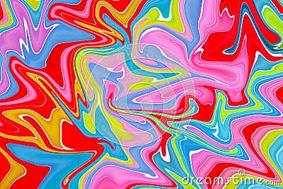 Multicolored marbling paint swirls background. Stock Photo