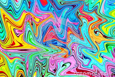 Multicolored marbling paint swirls background. Stock Photo