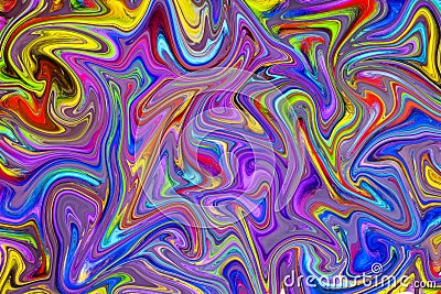 Multicolored marbling paint swirls background. Stock Photo