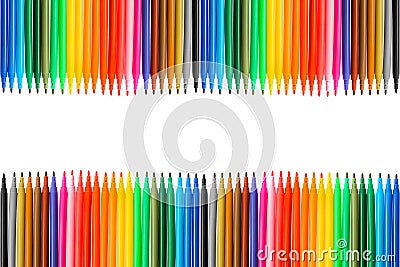 Multicolored markers or felt-tip pens Stock Photo