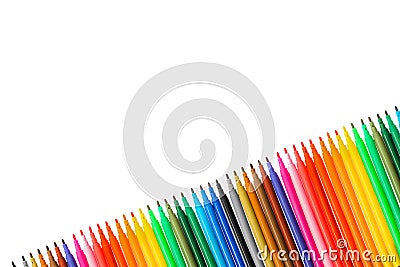 Multicolored markers or felt-tip pens Stock Photo