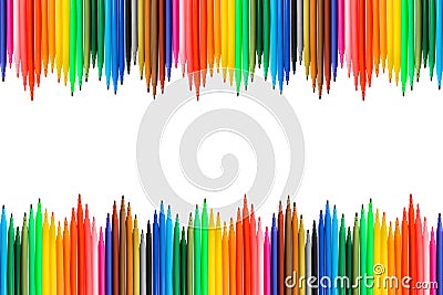 Multicolored markers or felt-tip pens Stock Photo