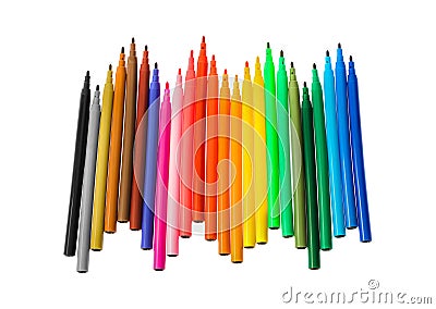 Multicolored markers or felt-tip pens Stock Photo