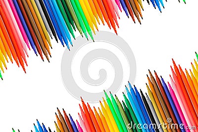 Multicolored markers or felt-tip pens Stock Photo