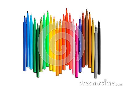 Multicolored markers or felt-tip pens Stock Photo