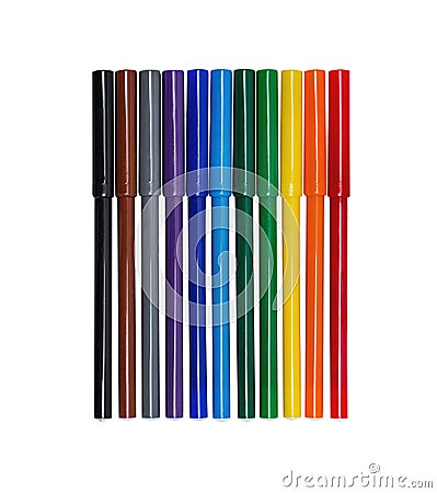 Multicolored markers. Isolated Stock Photo