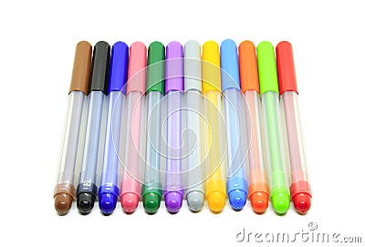 Multicolored markers isolated on a white Stock Photo